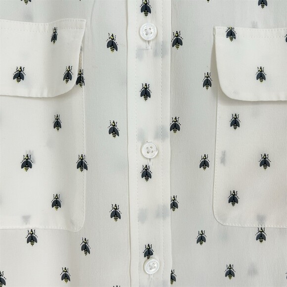 Equipment Silk Bee Print Short Sleeve Safari Shirt, Size M - Picture 11 of 15